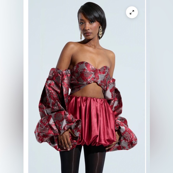 AKIRA Tops - AKIRA Red Floral Off-Shoulder Top